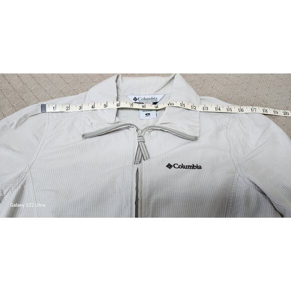 Columbia Omni Shade Lightweight Tan and White striped Women's Jacket Size Medium - Picture 5 of 16